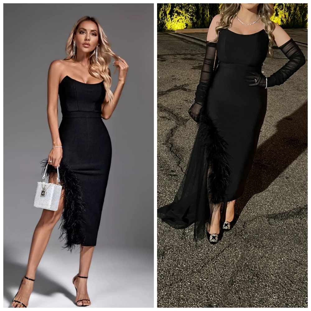 Payton Black Feather Dress